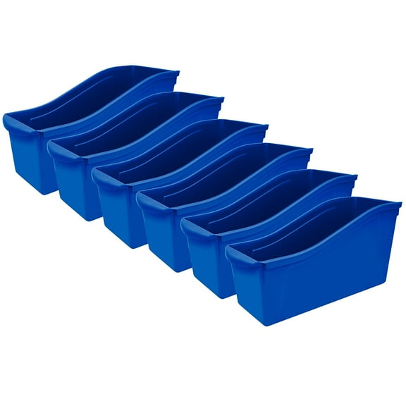 Storex Large Book Bin, Blue, Pack of 6