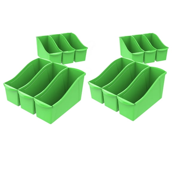 Storex Large Book Bin, Green, 12 units