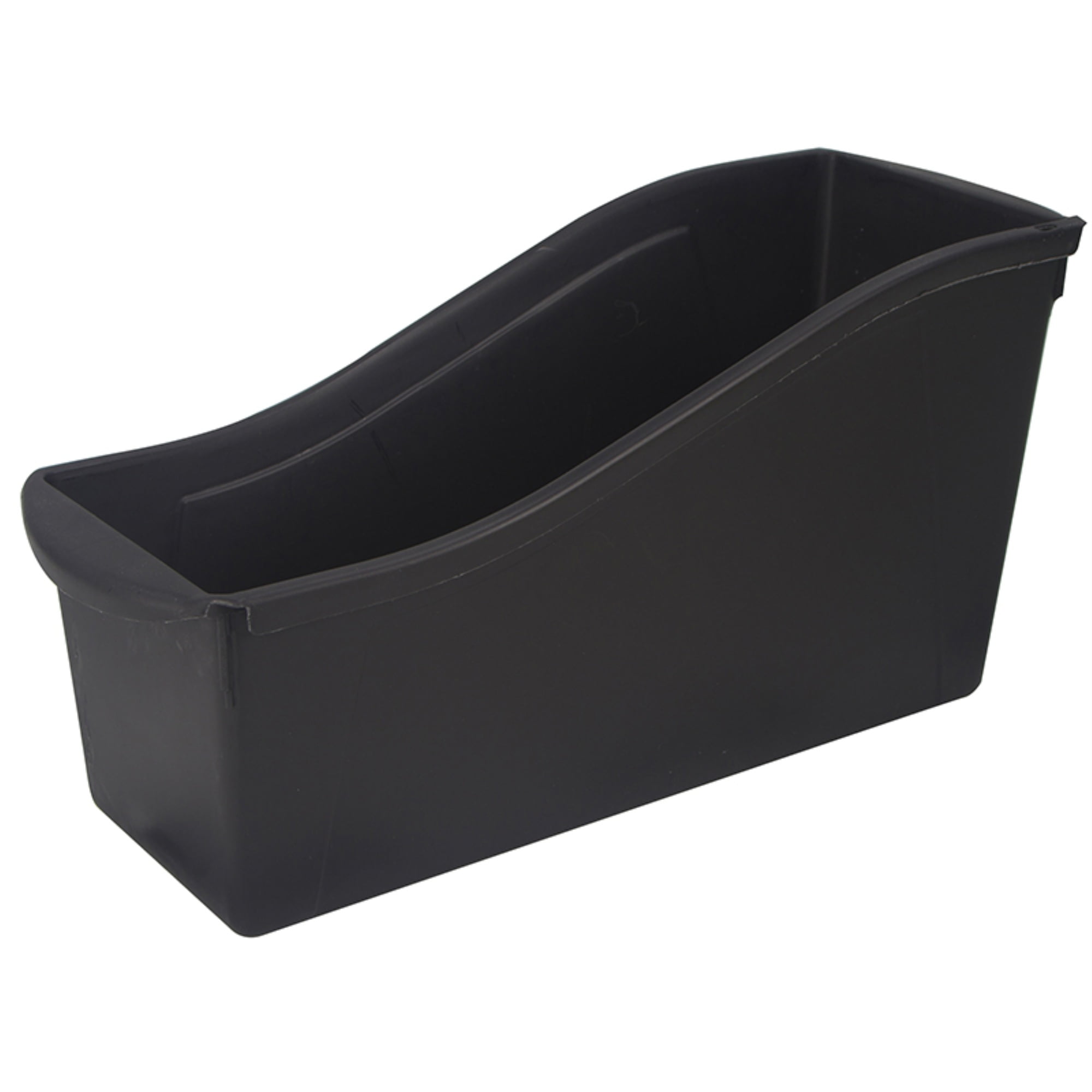 Storex Large Plastic Book Bin, Kids' Paper Storage, Black, 6 Per Pack