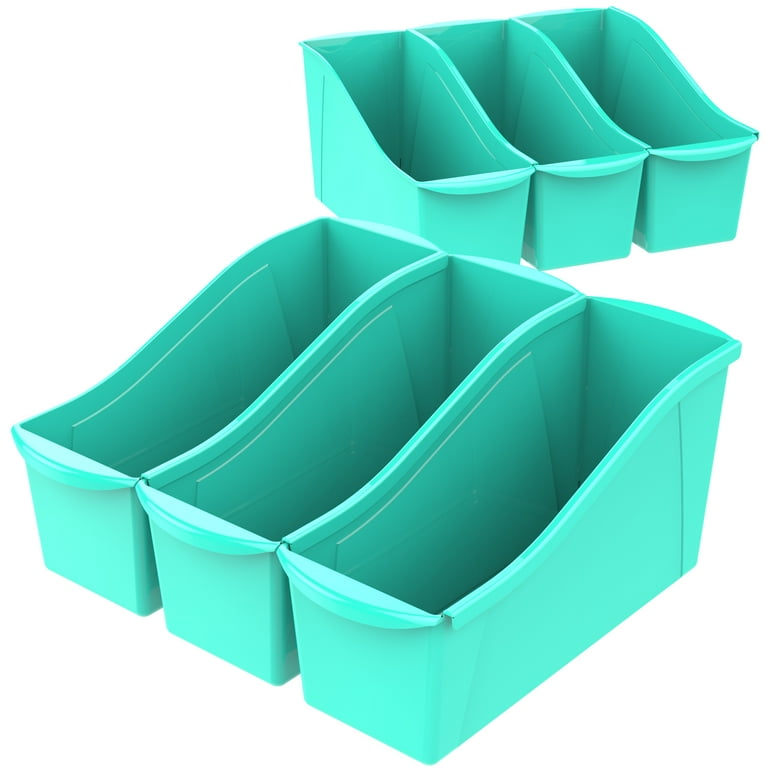 Really Good Stuff Large Plastic Book Organizer Bins - 4 Pack - Classroom  Storage and Organization for Labeled Books and Supplies - Multi-Purpose