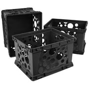 Storex Large Storage Crate, 3-Pack, Black-Color:Black