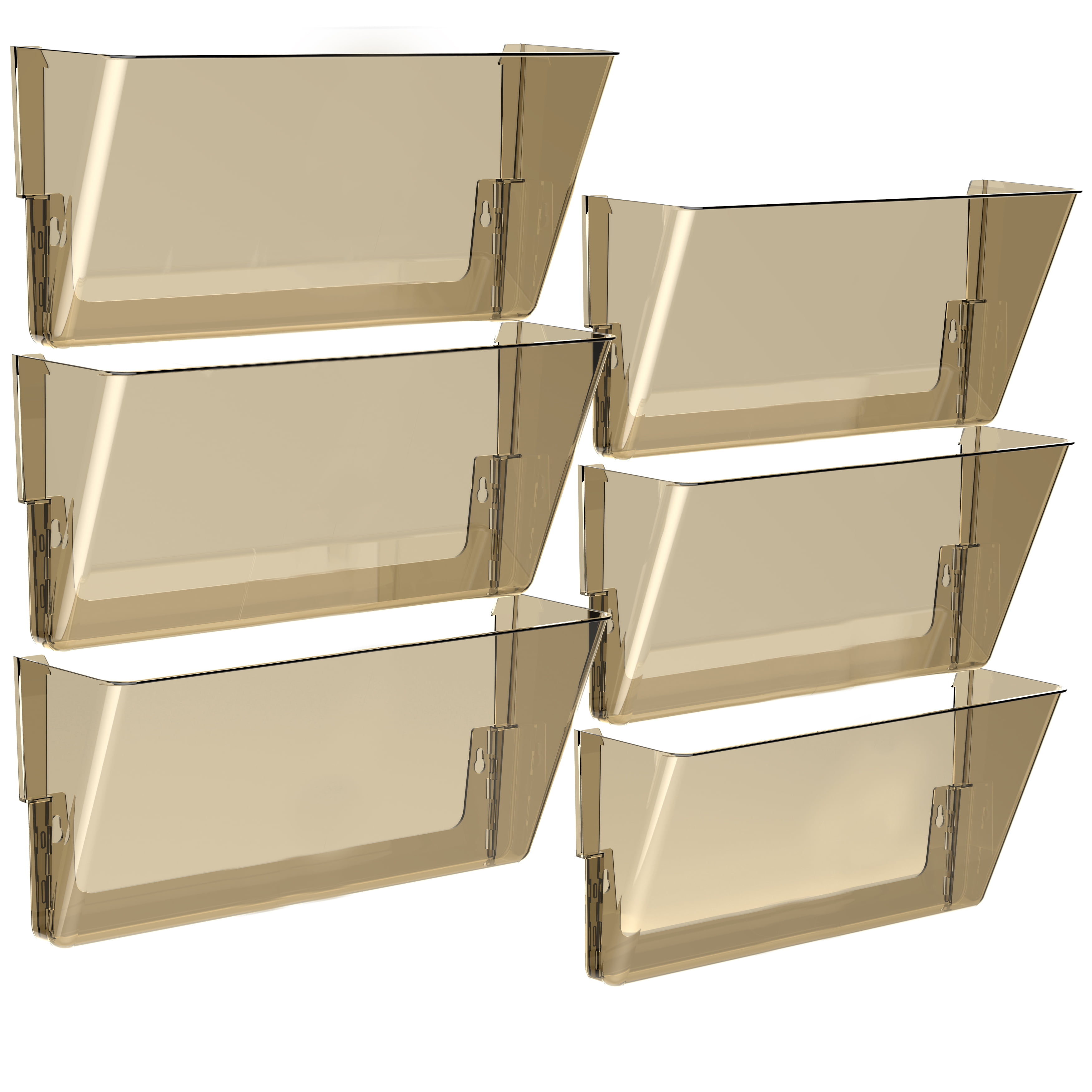 Storex Legal-Size Unbreakable Wall Pocket, Plastic File Organizer, Smoke, 6-Pack