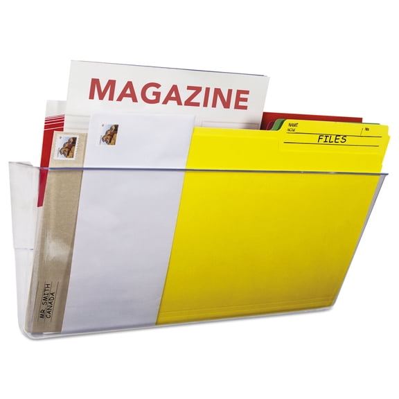 Storex Legal-size Wall Pocket, Plastic File Organizer, Clear, 1-Pack
