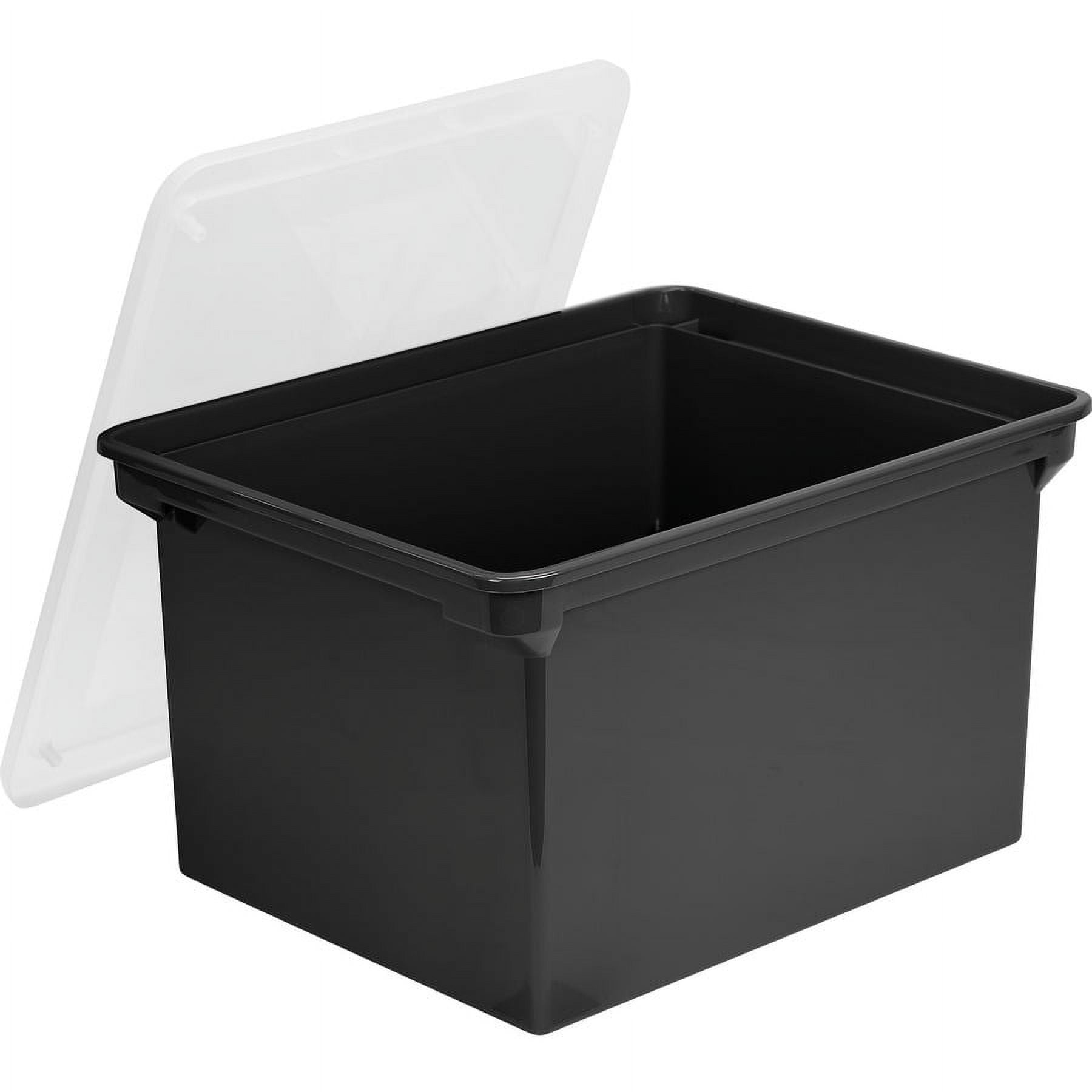 Storex 12 Gallon Flip Top Tote (4-Pack) - Frost/Blue Storage Box With File Inserts