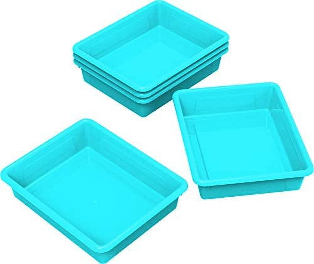  Storex Letter Size Flat Storage Tray – Organizer Bin with  Non-Snap Lid for Classroom, Office and Home, Teal, 5-Pack (62541U05C) :  Office Products