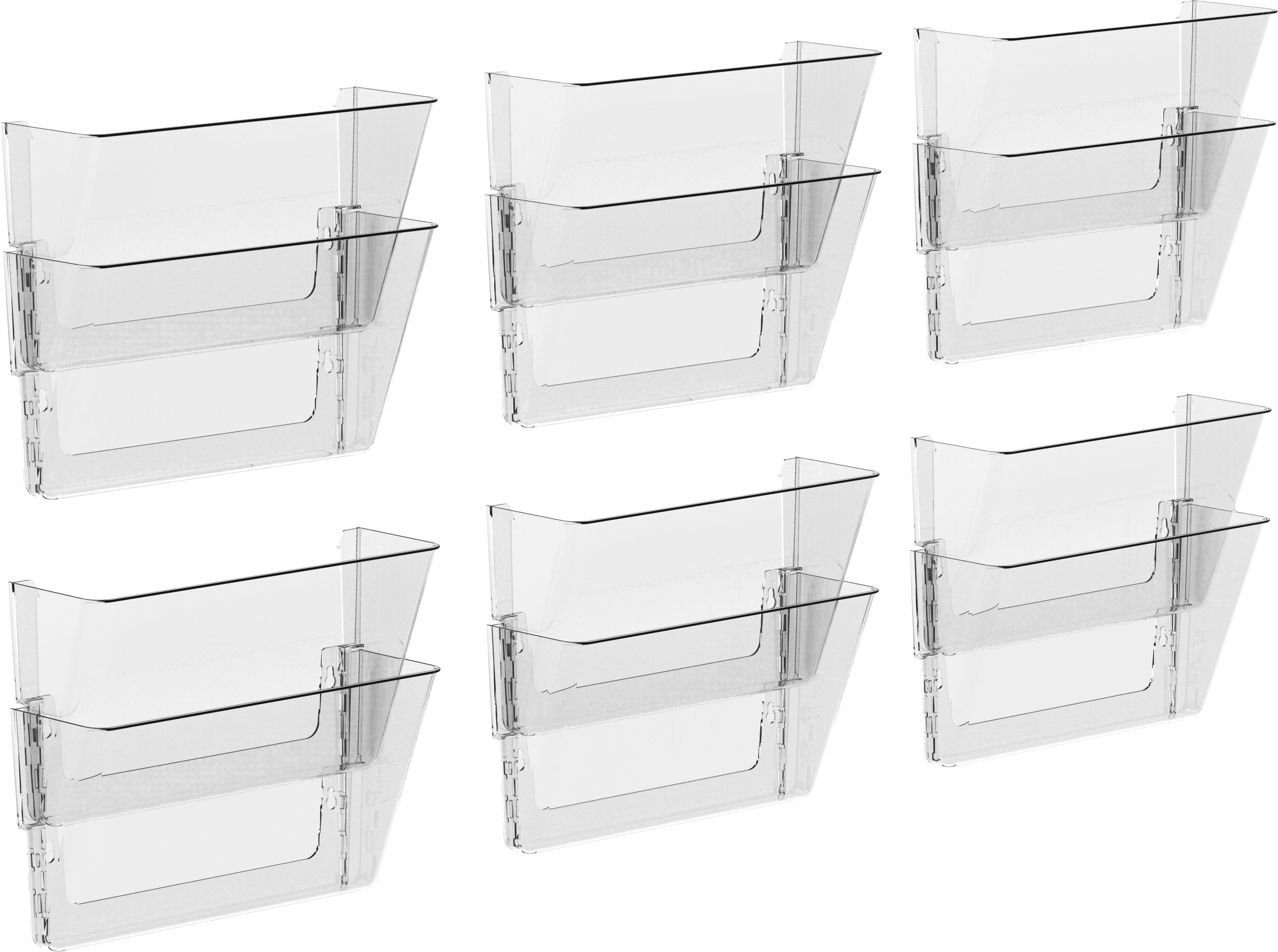 Storex LetterSize Wall Pocket, Plastic File Organizer, Clear, Set of 2