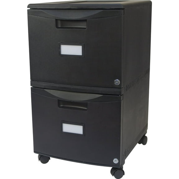 Storex Lightweight Plastic File Cabinet with Casters, Letter/Legal, Black