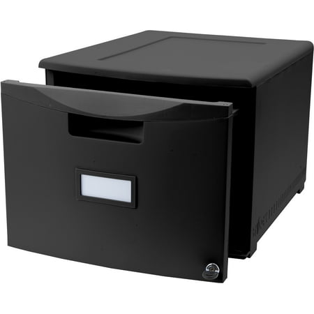 Storex Low-Profile Plastic File Drawer, Letter/Legal, Black