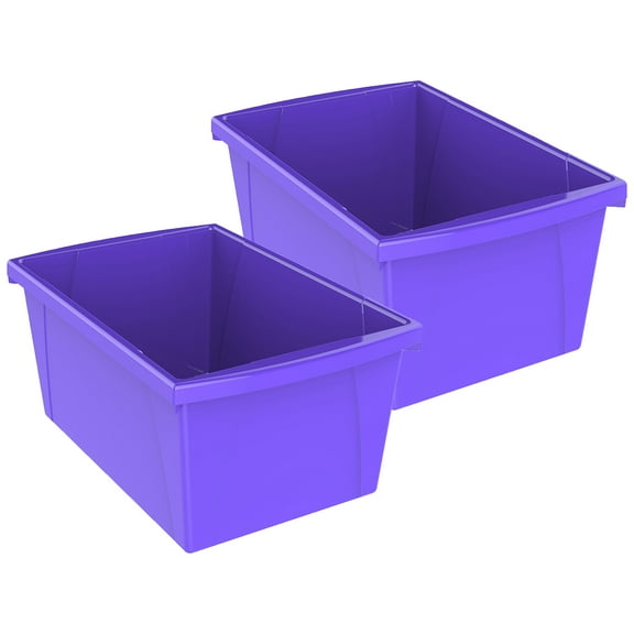 Storex Medium Classroom Storage Bin, Purple, Pack of 2