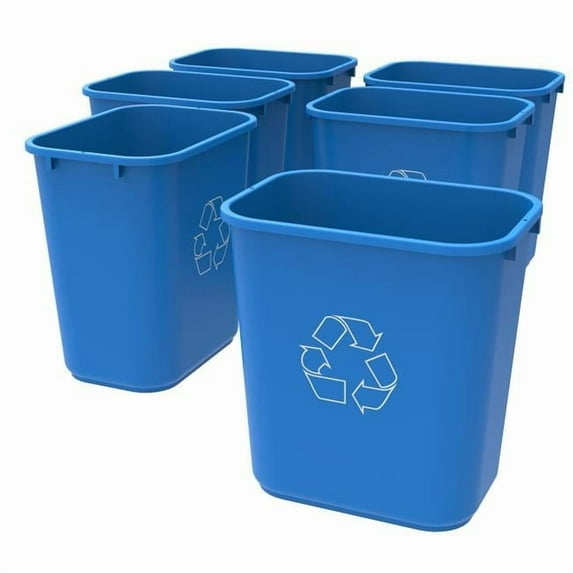 Storex Medium Recycling Basket, Blue - Pack of 6