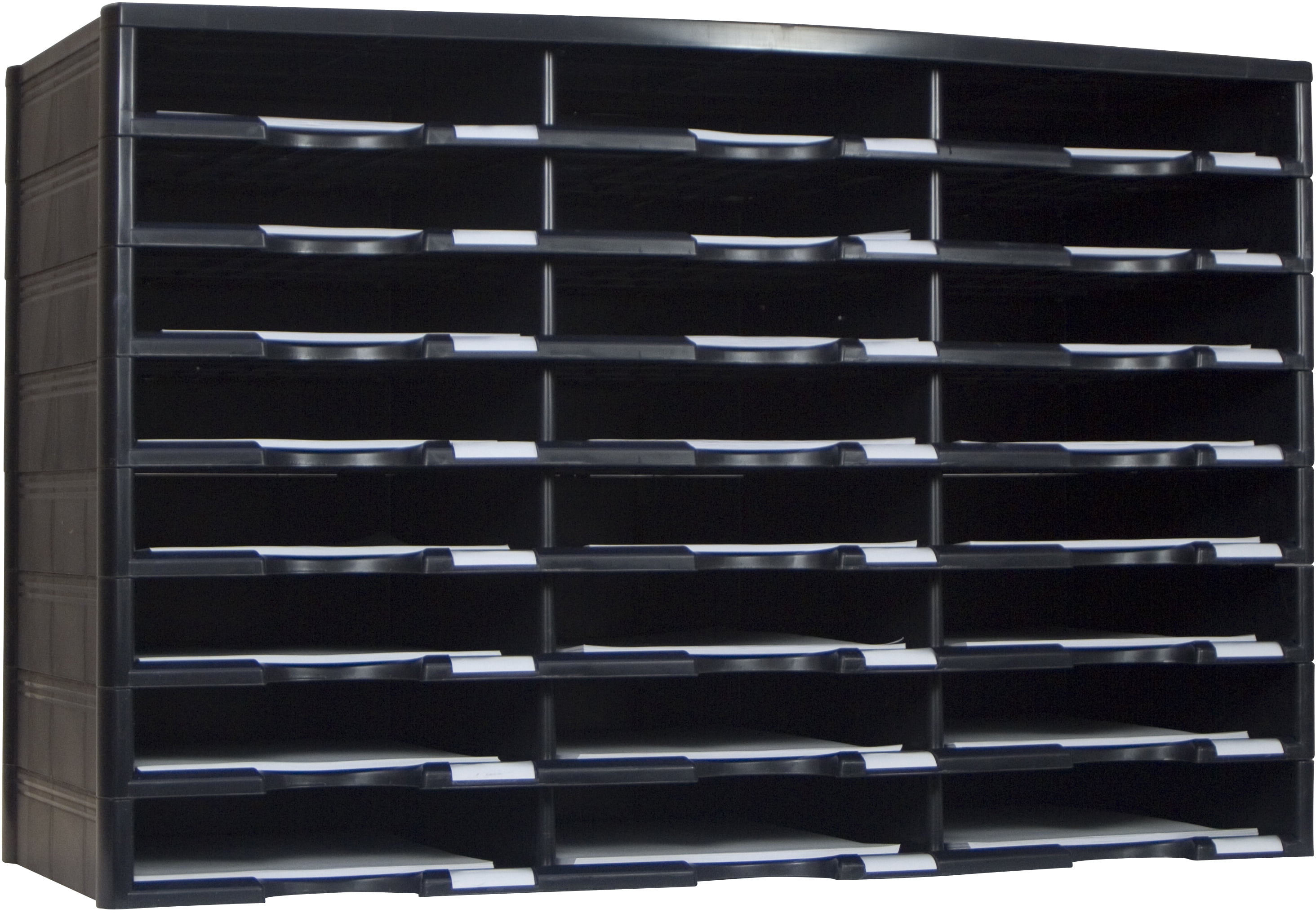 Black Heavy-Duty Plastic 24-Compartment Literature Organizer