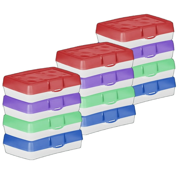 Storex Pencil Case, Assorted Colors, Pack of 12