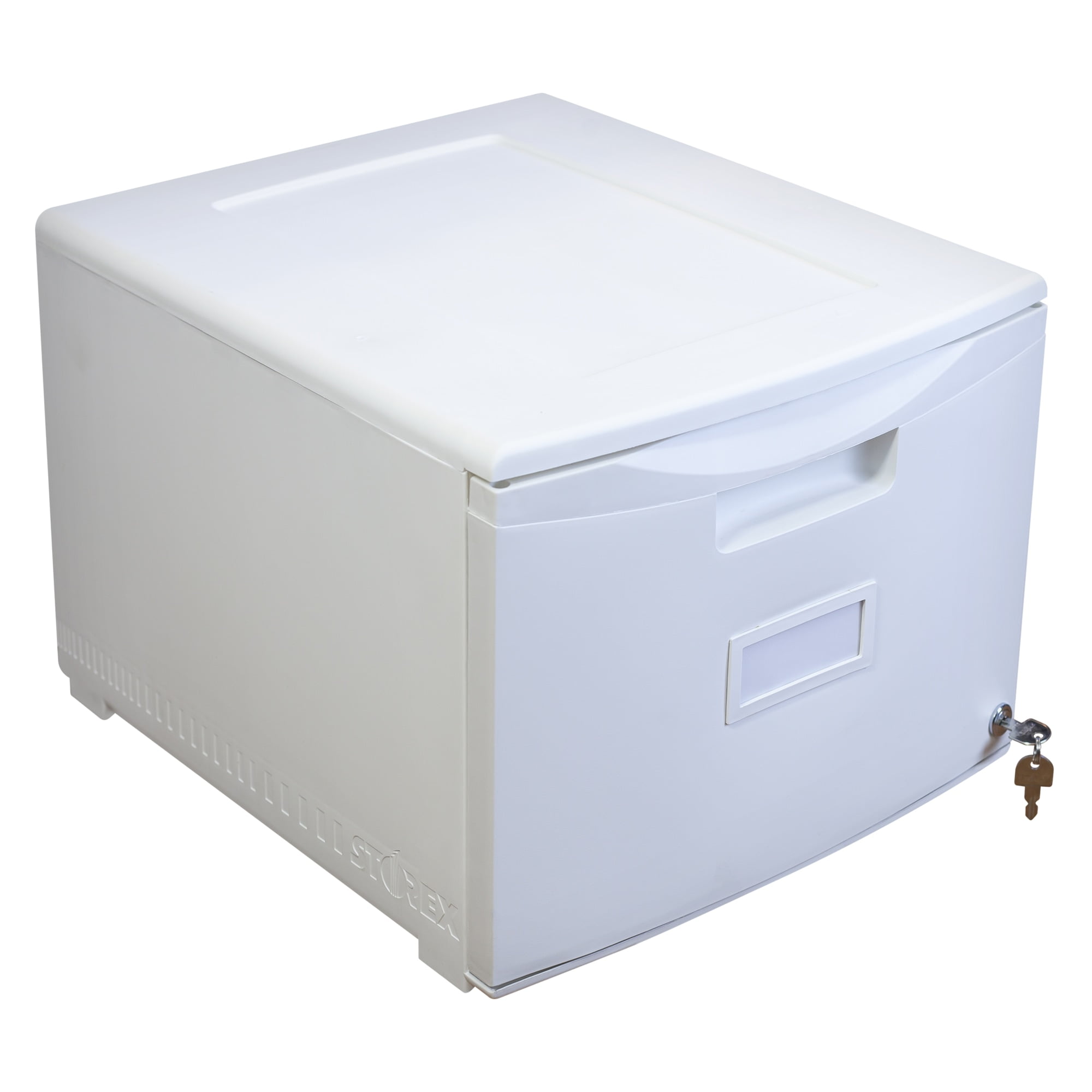 White Plastic Lockable Lateral 1-Drawer File Cabinet