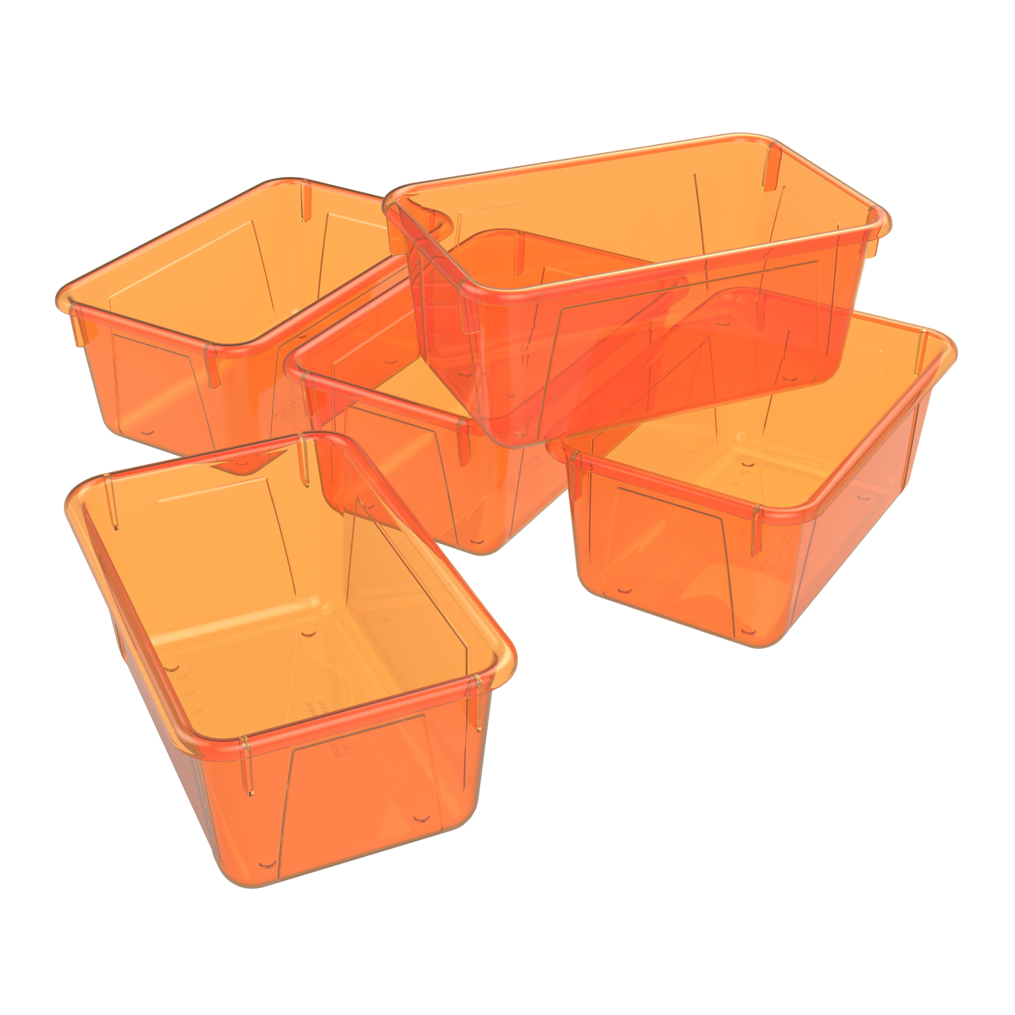 Orange Small Plastic Storage Bin 6 Pack