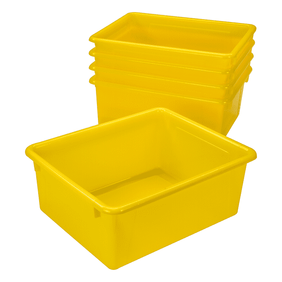Storex Plastic Deep Letter Tray, Storage for Documents and Office Supplies, Yellow, 5-Pack