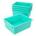 thumbnail image 1 of Storex Plastic Deep Storage Tray, Nesting Letter-Size Paper Sorter, Teal, 5-Pack, 1 of 7