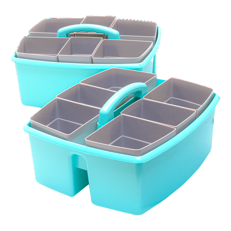 Storex Large Caddy with Sorting Cups, Teal, 2-Pack, Blue