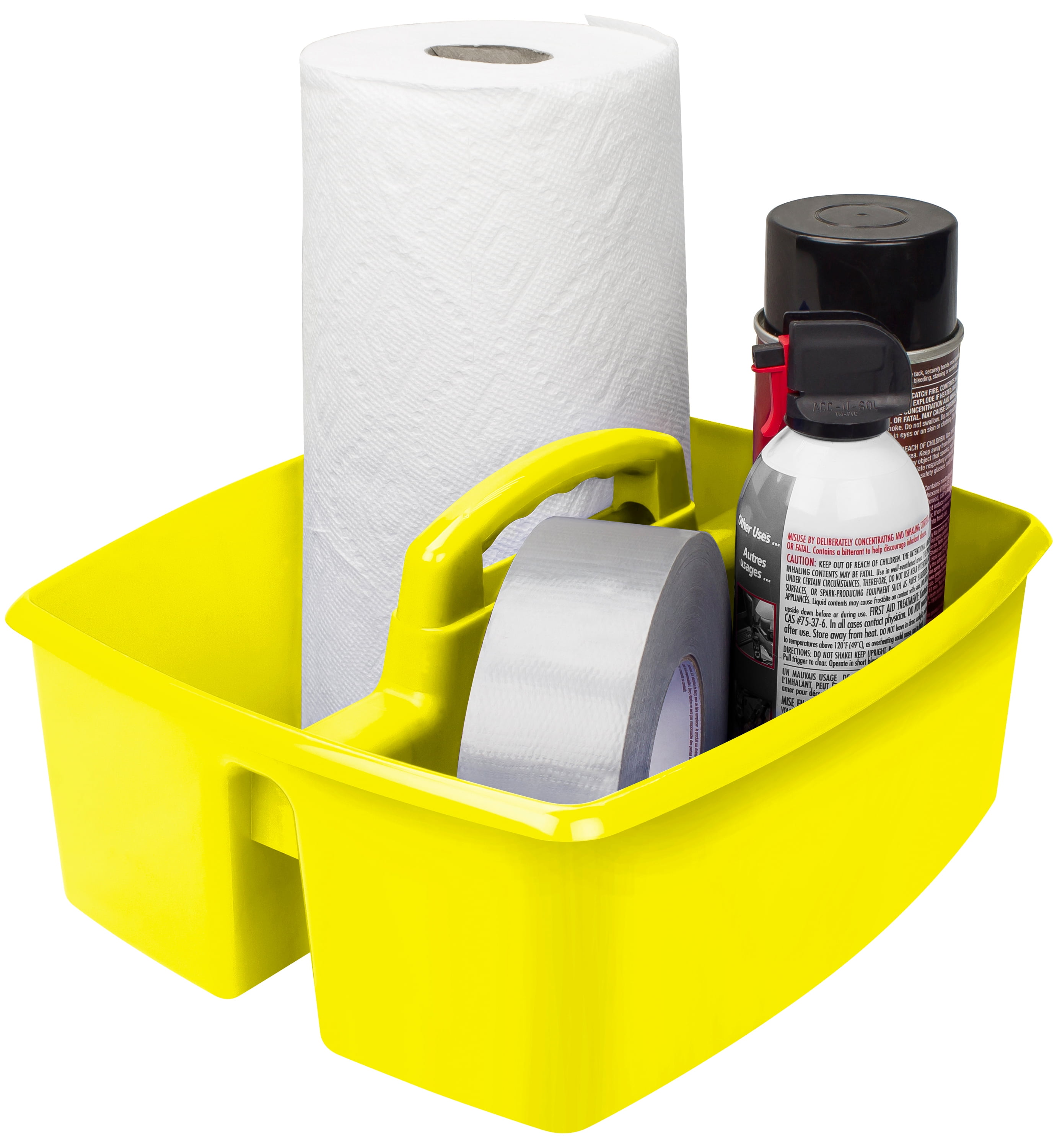 Storex Plastic Desktop Organizer Caddy with Handle, 2 Compartments