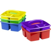 Storex Plastic Desktop Organizer Caddy with Handle, Assorted, Set of 5