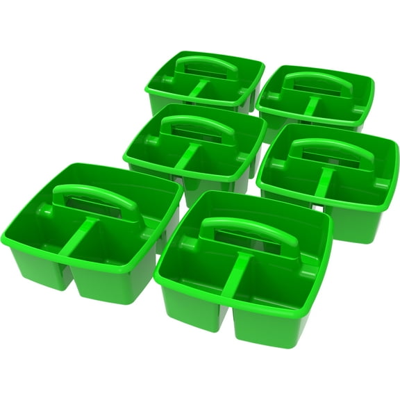 Storex Plastic Desktop Organizer Caddy with Handle, Craft and Hobby Storage Caddies, Green, 6-Pack