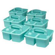 Storex Plastic Desktop Organizer Caddy with Handle, Craft and Hobby Storage Caddies, Teal, 6-Pack