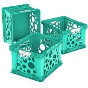 Storex Plastic File Crate with Handles, Letter/Legal Size, Teal, 3-Pack