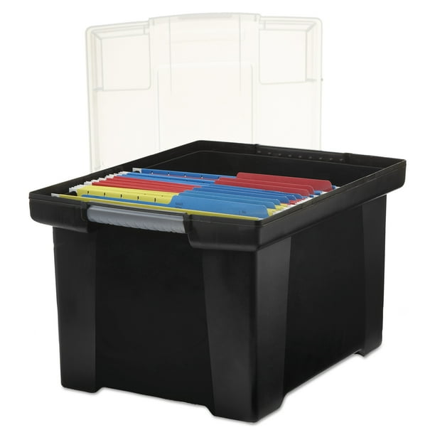 Storex Plastic File Tote Storage Box, Letter / Legal, Snap On Lid