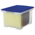 thumbnail image 1 of Storex Plastic File Tote Storage Box, Letter/Legal, Snap-On Lid, Clear/Blue, 1 of 2