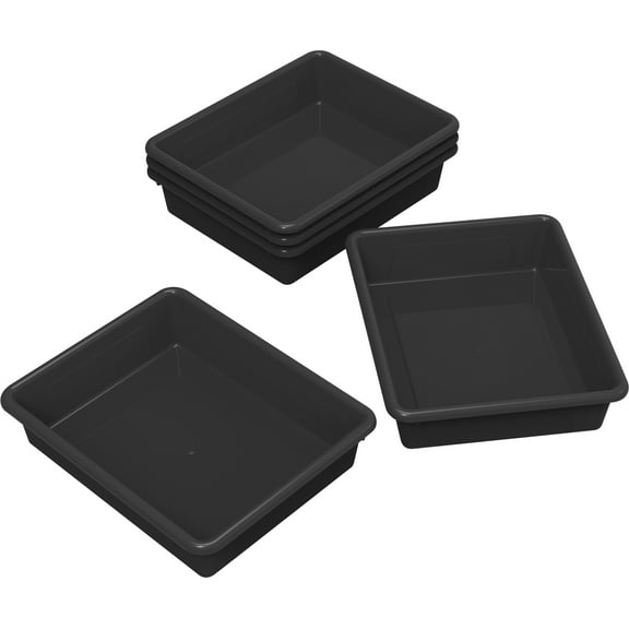 Storex Plastic Letter Tray, Storage for Documents and Office Supplies, Black, 5-Pack