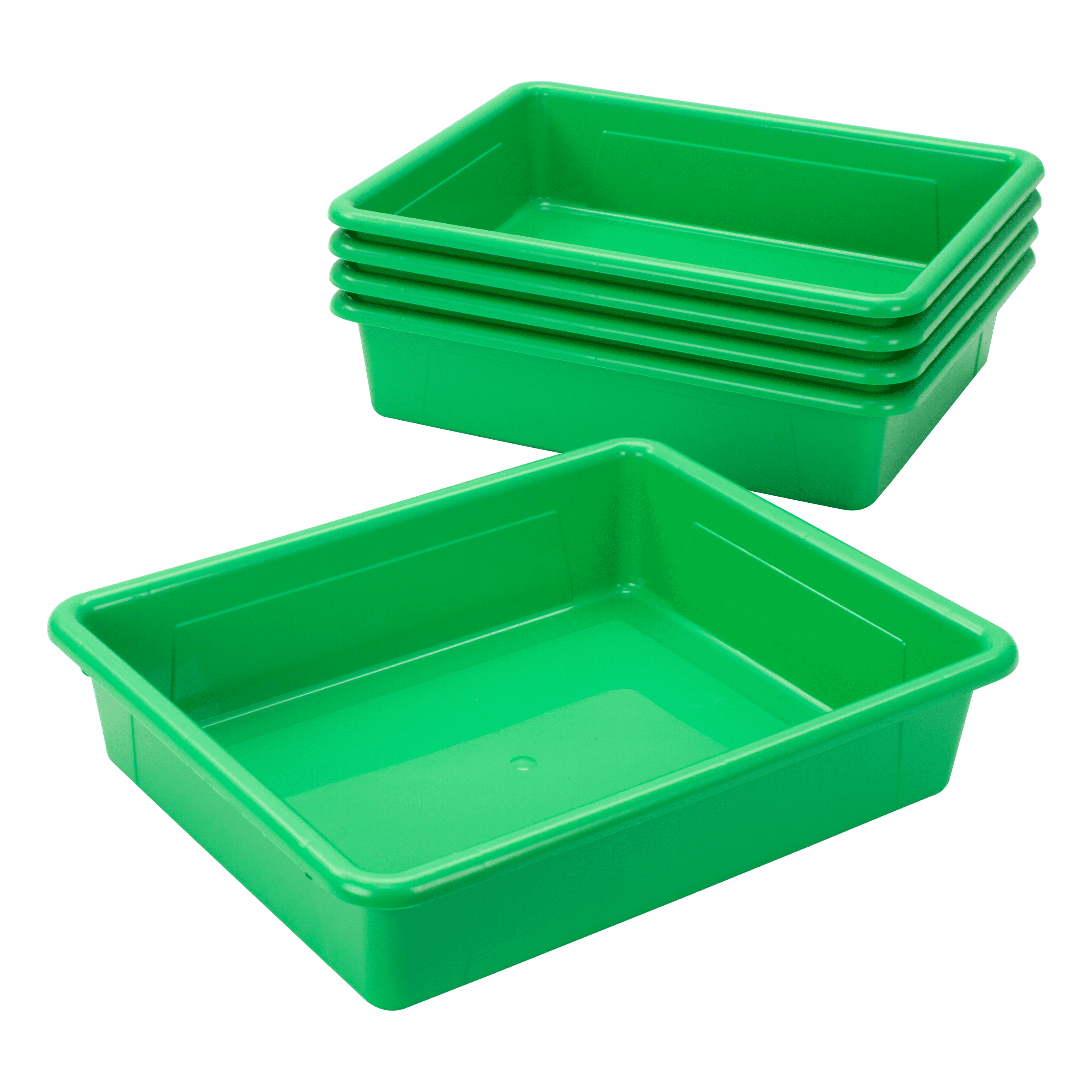Storex Storage Tray, Letter size, 10 x 13 x 3 Inches, Green, 5-Pack