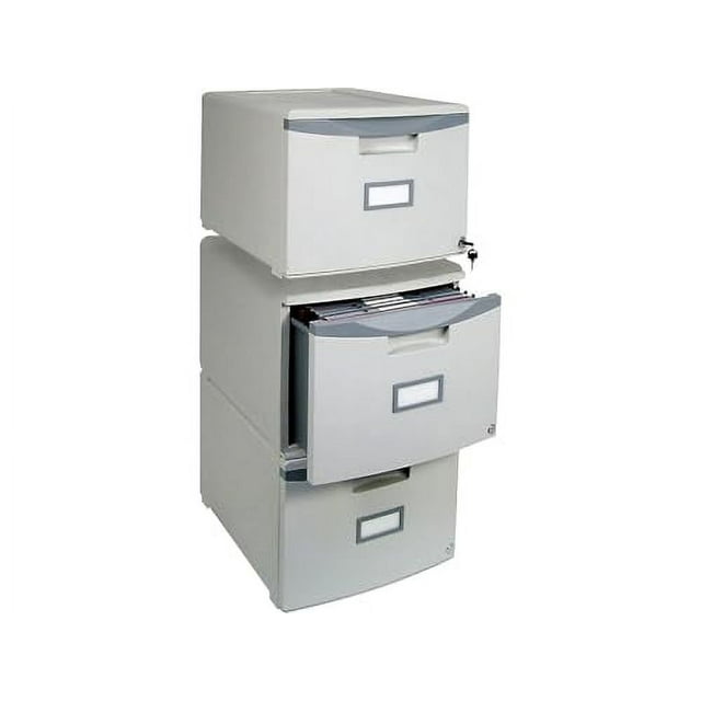 Storex Plastic One-Drawer File Cabinet – Locking Document Organizer for Home and Office, Gray, 1-Pack (61251B01C)
