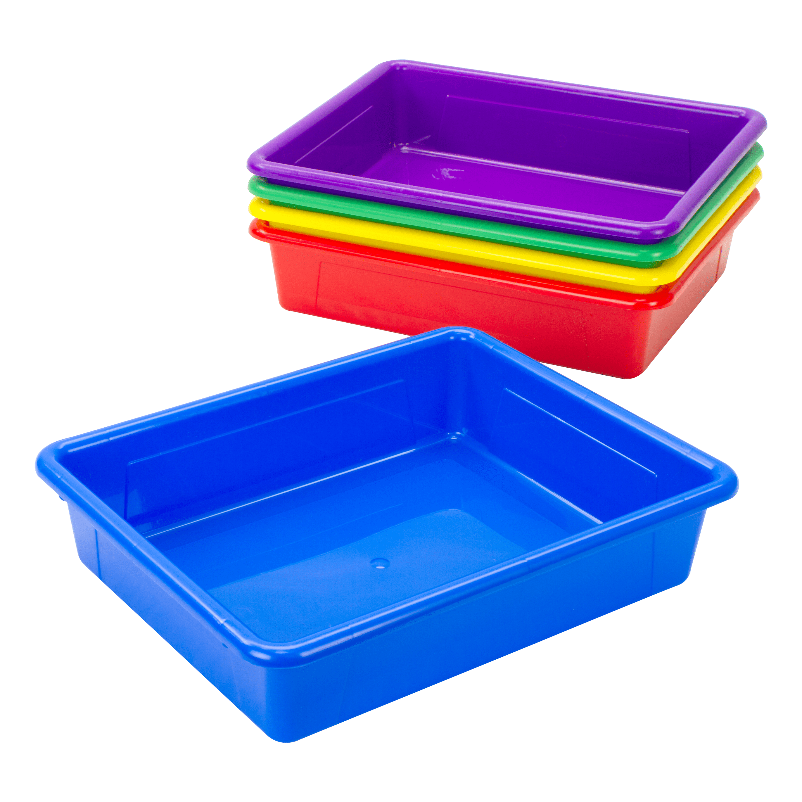 Storex Letter Size Flat Storage Tray – Organizer Bin for Classroom, Office and Home, Clear, 5-Pack (62531A05C), 10 x 13 x 3 Inches