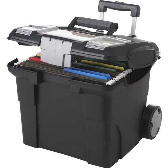 Storex Premium File Cart 15w x 16 3/8d x 14 1/4 to 30h Black 61507U01C, File Cart