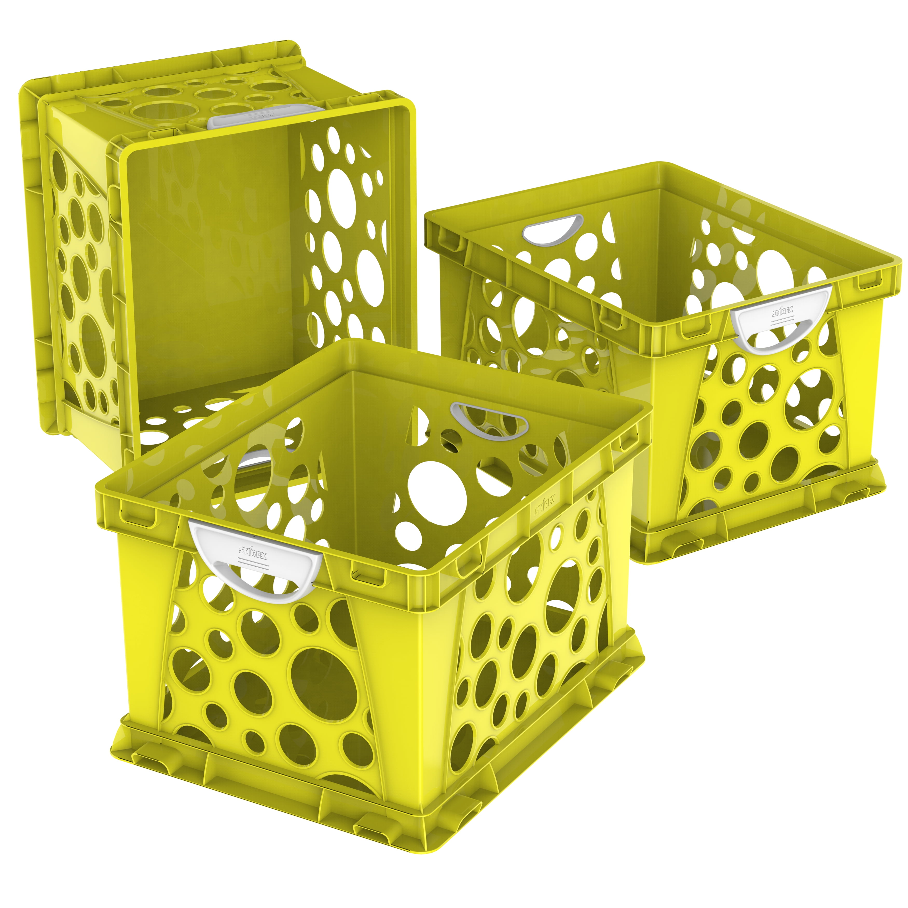Storex Premium File Crate with Handles, Classroom Yellow