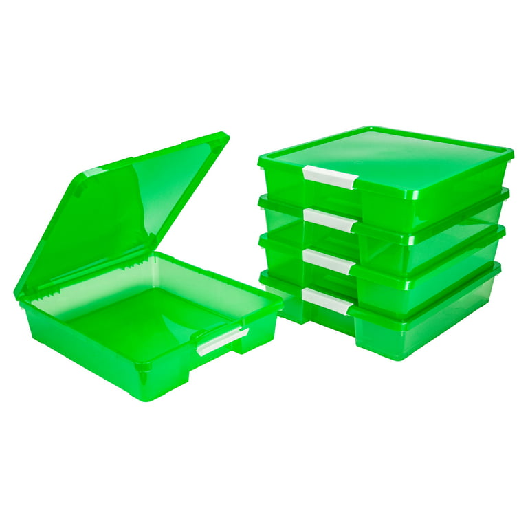Storex 63207U05C 12 x 12 in. Classroom Student Project Box, Transparent Green - Pack of 5