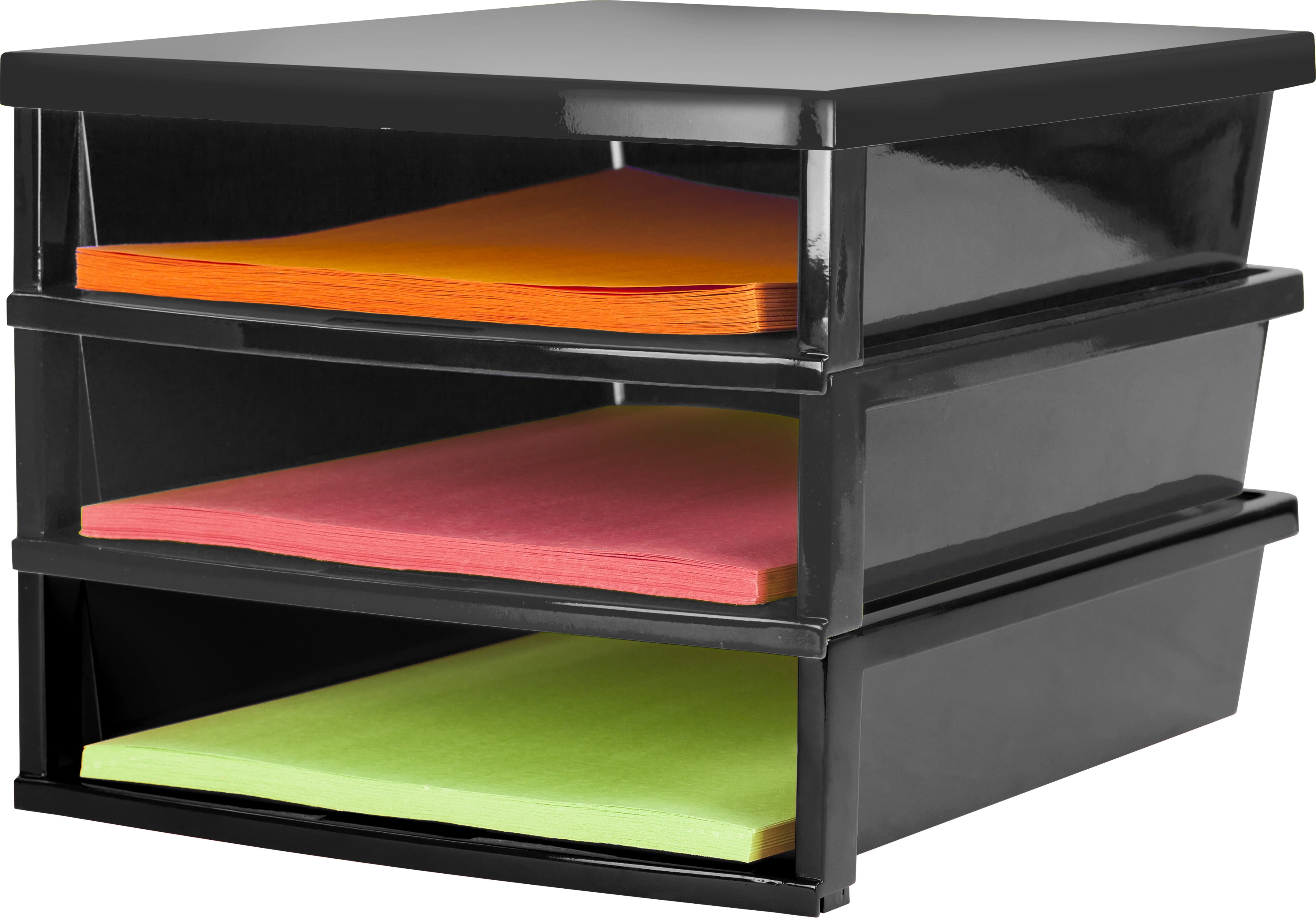 グランドセール 漫画 Storex Black Sorter, Paper Construction 3-Slot Stack Quick Signs