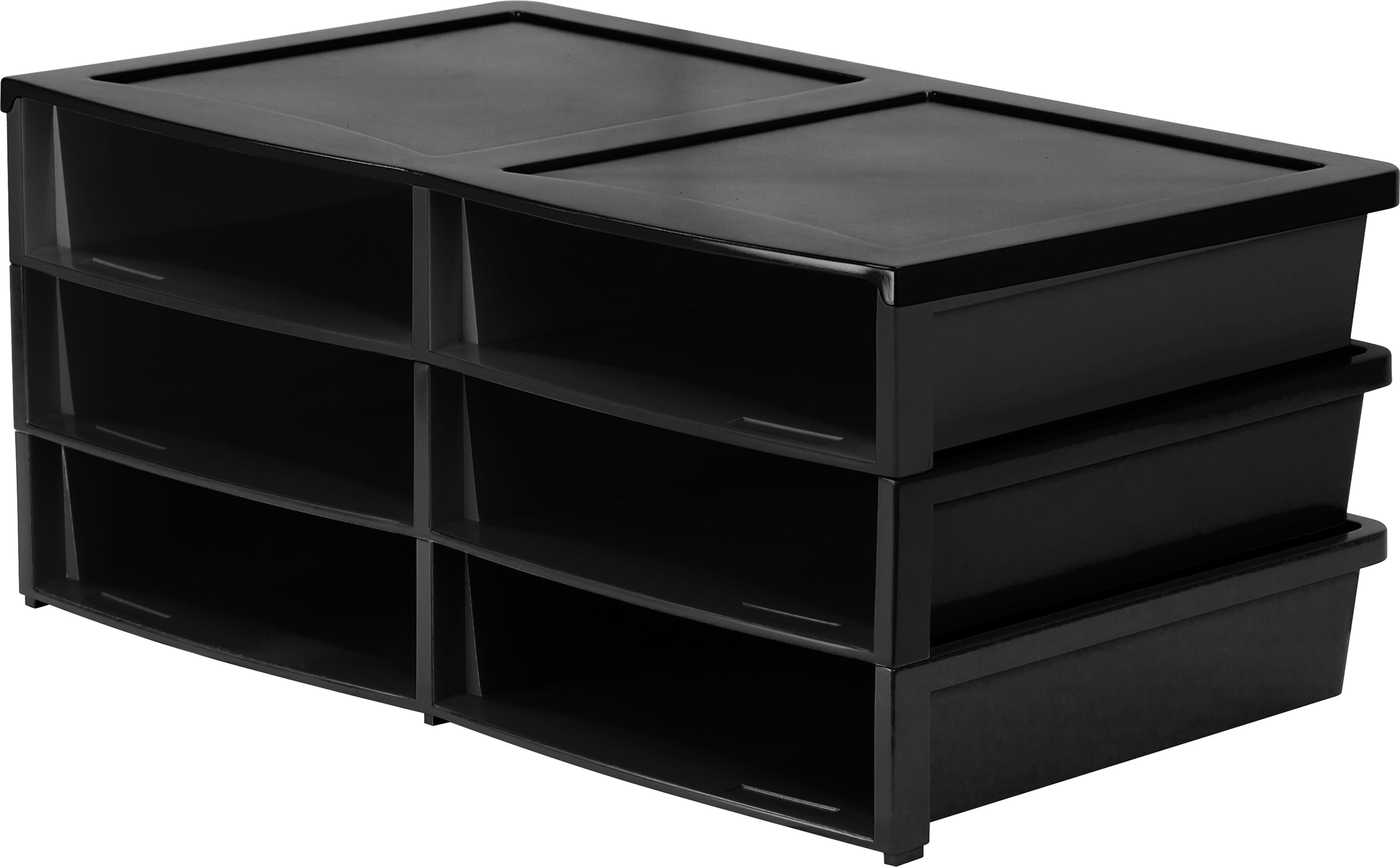 Black Durable Plastic Six-Compartment Literature Organizer