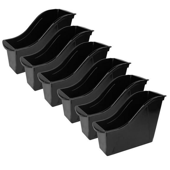 Storex Small Book Bin, Black, Pack of 6