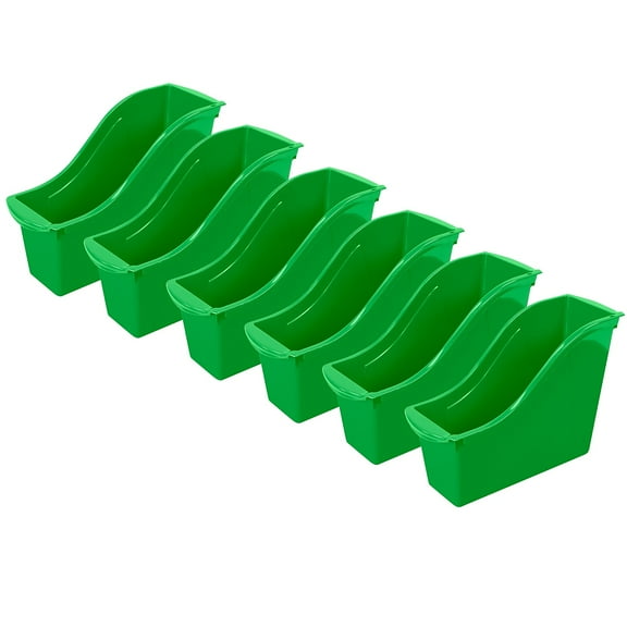 Storex Small Book Bin, Green, Pack of 6