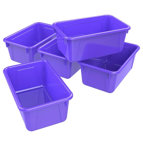Storex Small Cubby Bin, Purple, Pack of 5
