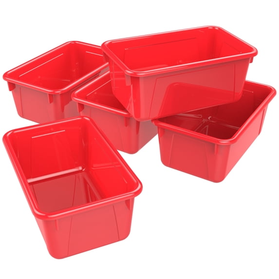 Storex Small Cubby Bin, Red, 5-Pack
