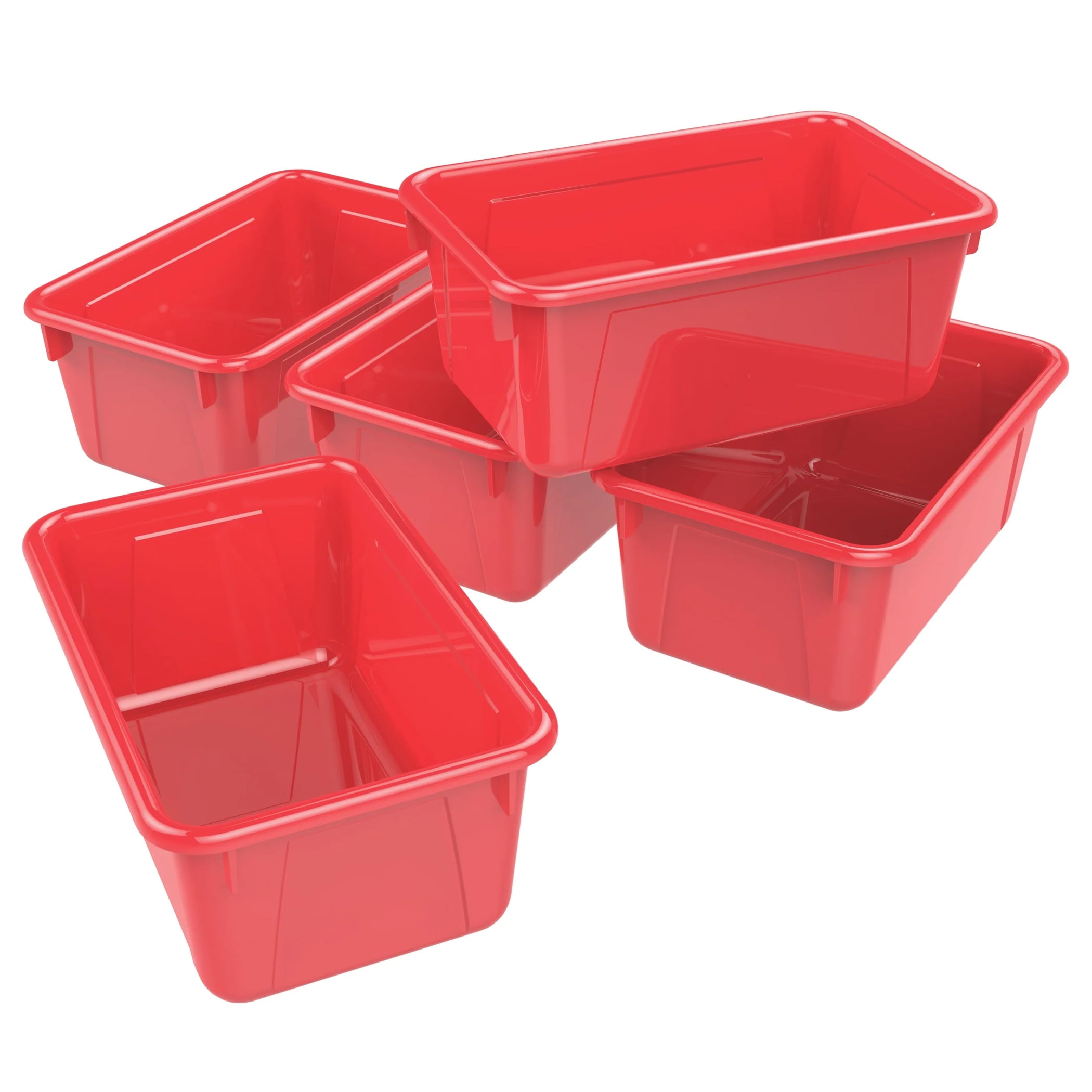 Storex Small Cubby Bin, Red, Pack of 5