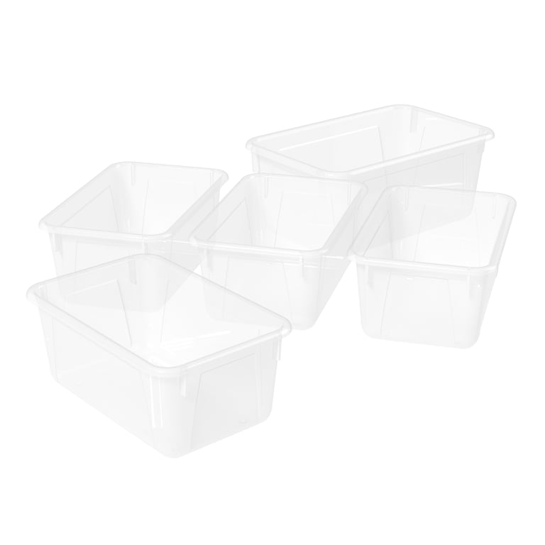 Storex Small Cubby Bins, Translucent, 5-Pack photo 1