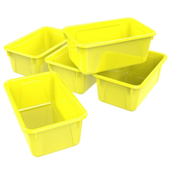 Storex Small Cubby Bin, Yellow, Pack of 5