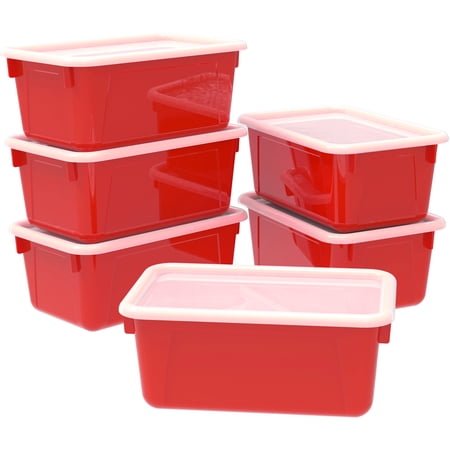 Storex Small Cubby locker Bin, with Cover, Classroom Red(6 units/pack)