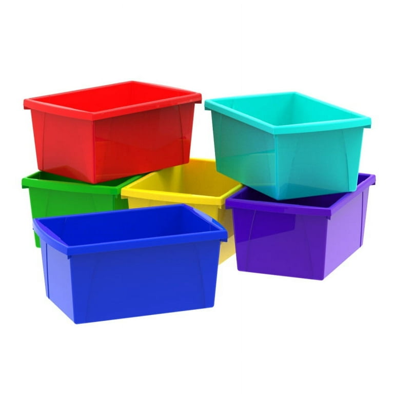 Storex Storage Bins, 5.5 gal, 10.63" x 15.63" x 8", Randomly  Assorted Colors (61515U06C) 