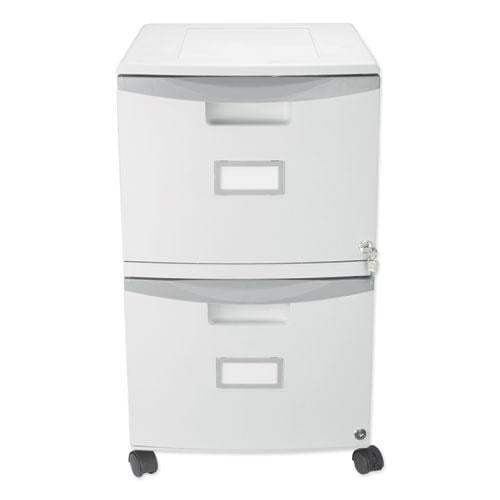Gray Mobile 2-Drawer Lockable File Cabinet with Casters