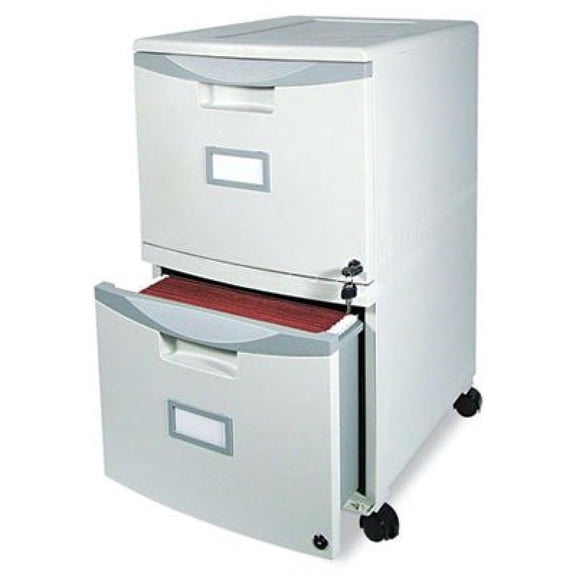 Storex Two-Drawer Mobile File Cabinet with Lock, 14.8 x 18 x 26-Inch, Gray (61301B01C)