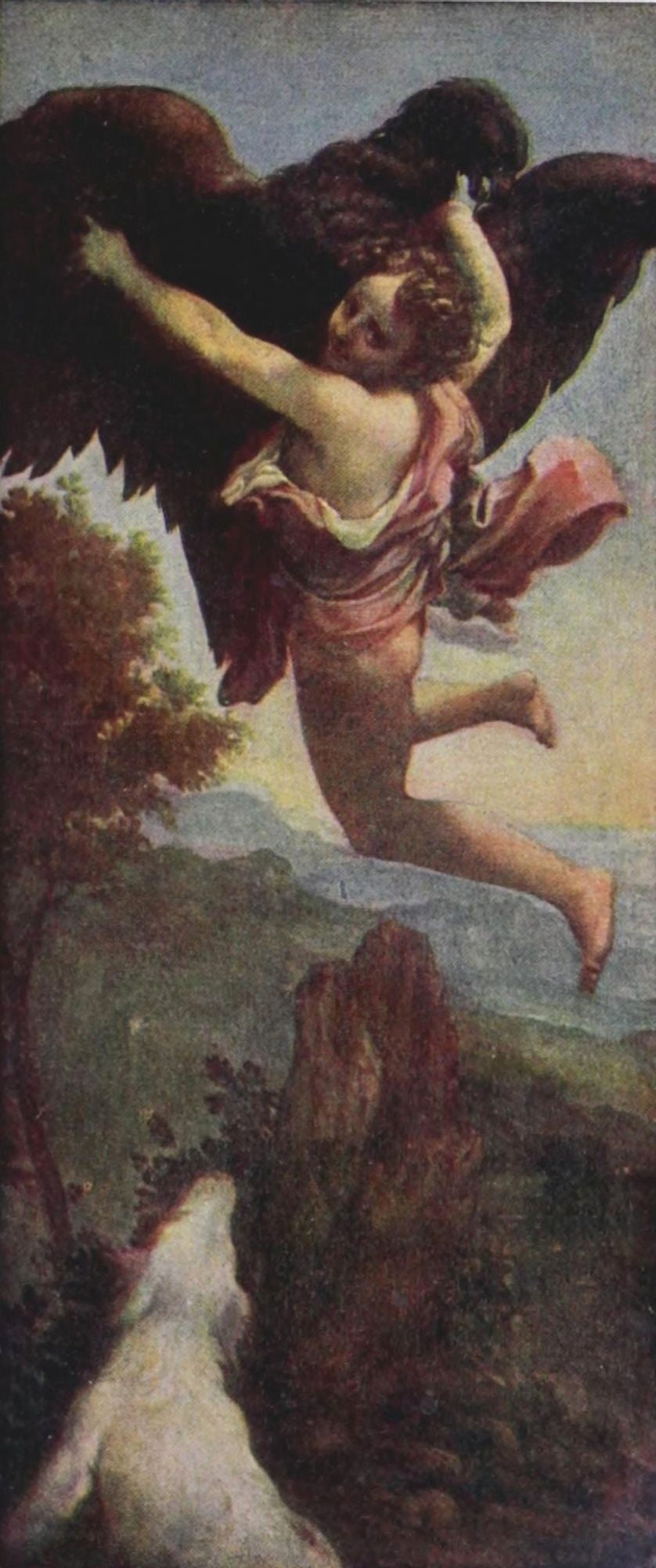 Storia dellarte Italiana 1901 Ganymede Abducted by Eagle Canvas Art - A Correggio (18 x 24)