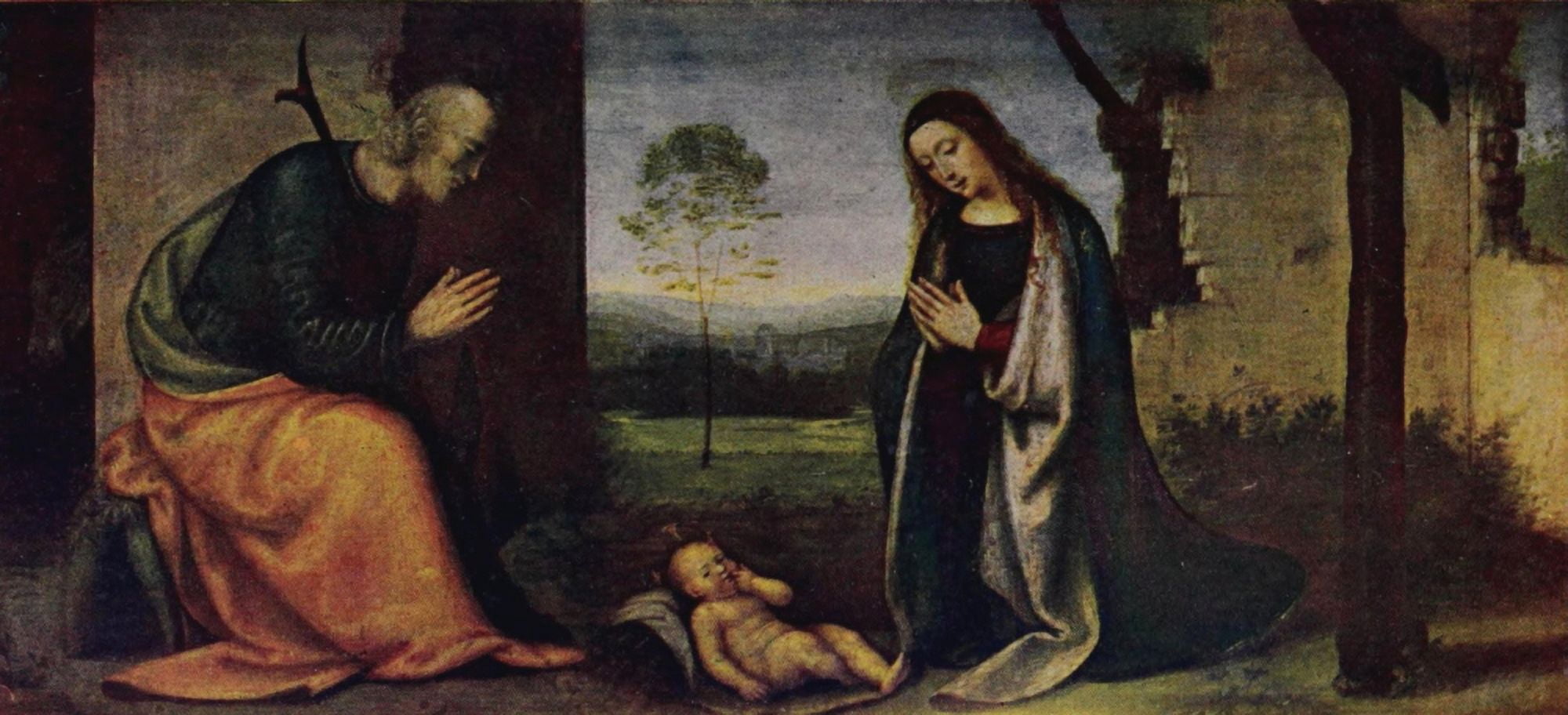 Storia dellarte Italiana 1901 The Visitation Canvas Art - Mariotto Albertinelli (24 x 36)